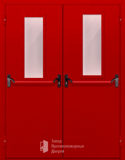 Фото двери «Двупольная с стеклом и антипаникой (красная)» в Лосино-Петровскому