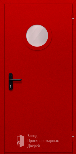Фото двери «Однопольная с круглым стеклом (красная)» в Лосино-Петровскому