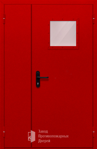 Фото двери «Полуторная со стеклопакетом (красная)» в Лосино-Петровскому