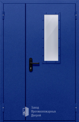 Фото двери «Полуторная со стеклом (синяя)» в Лосино-Петровскому