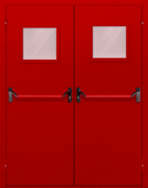 Фото двери «Двупольная со стеклопакетом и антипаникой (красная)» в Лосино-Петровскому
