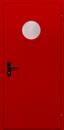 Фото двери «Однопольная с круглым стеклом (красная)» в Лосино-Петровскому