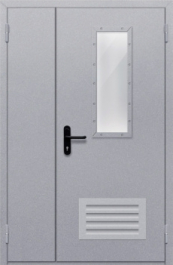 Фото двери «Полуторная со стеклом и  решеткой» в Лосино-Петровскому