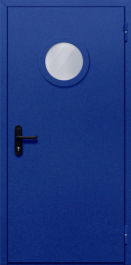 Фото двери «Однопольная с круглым стеклом (синяя)» в Лосино-Петровскому