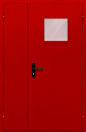 Фото двери «Полуторная со стеклопакетом (красная)» в Лосино-Петровскому