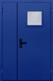 Фото двери «Полуторная со стеклопакетом (синяя)» в Лосино-Петровскому